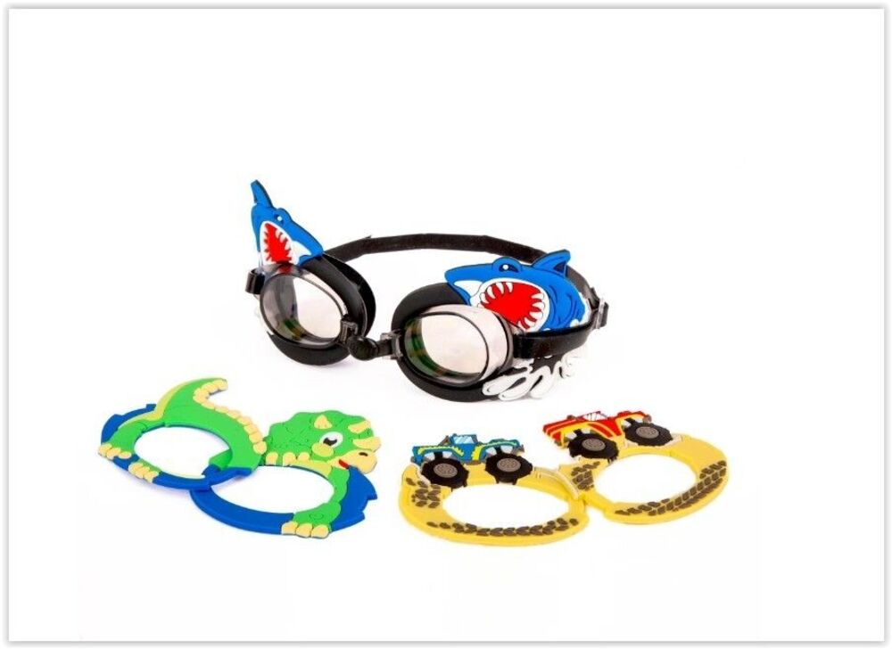 EyePop Shark 3-in-1 Swim Goggle Set for Children, Multi-Color, Unisex.